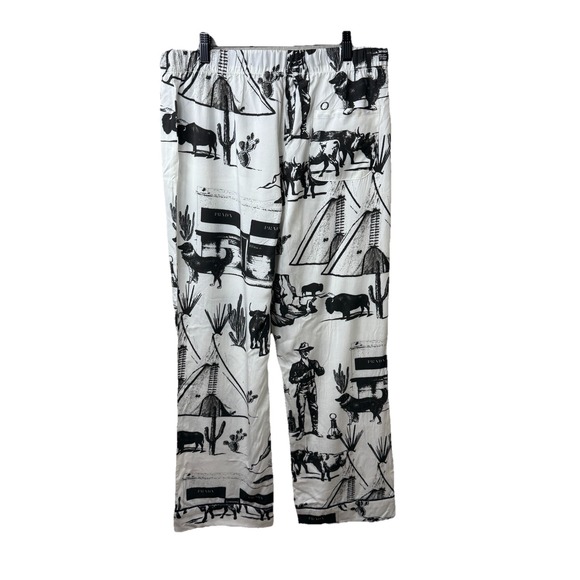 Katie Kime Marfa Texas Toile Pajama Pants Set White & Black Cowboy Western Sz S - Picture 9 of 12